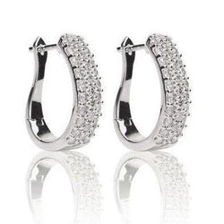 3.00 Ct Brilliant Cut Real Diamonds Ladies Hoop Earrings Gold White 14K