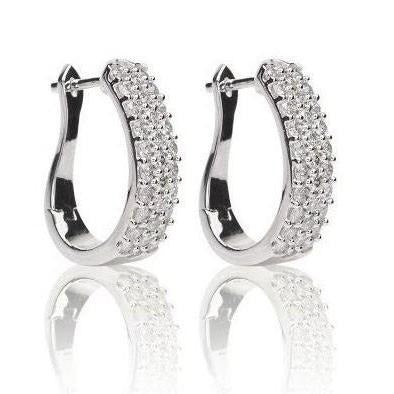 3.00 Ct Brilliant Cut Real Diamonds Ladies Hoop Earrings Gold White 14K - Hoop Earrings-harrychadent.ca