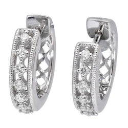 3.00 Ct Prong Set Brilliant Cut Real Diamonds Women Hoop Earrings Gold 14K