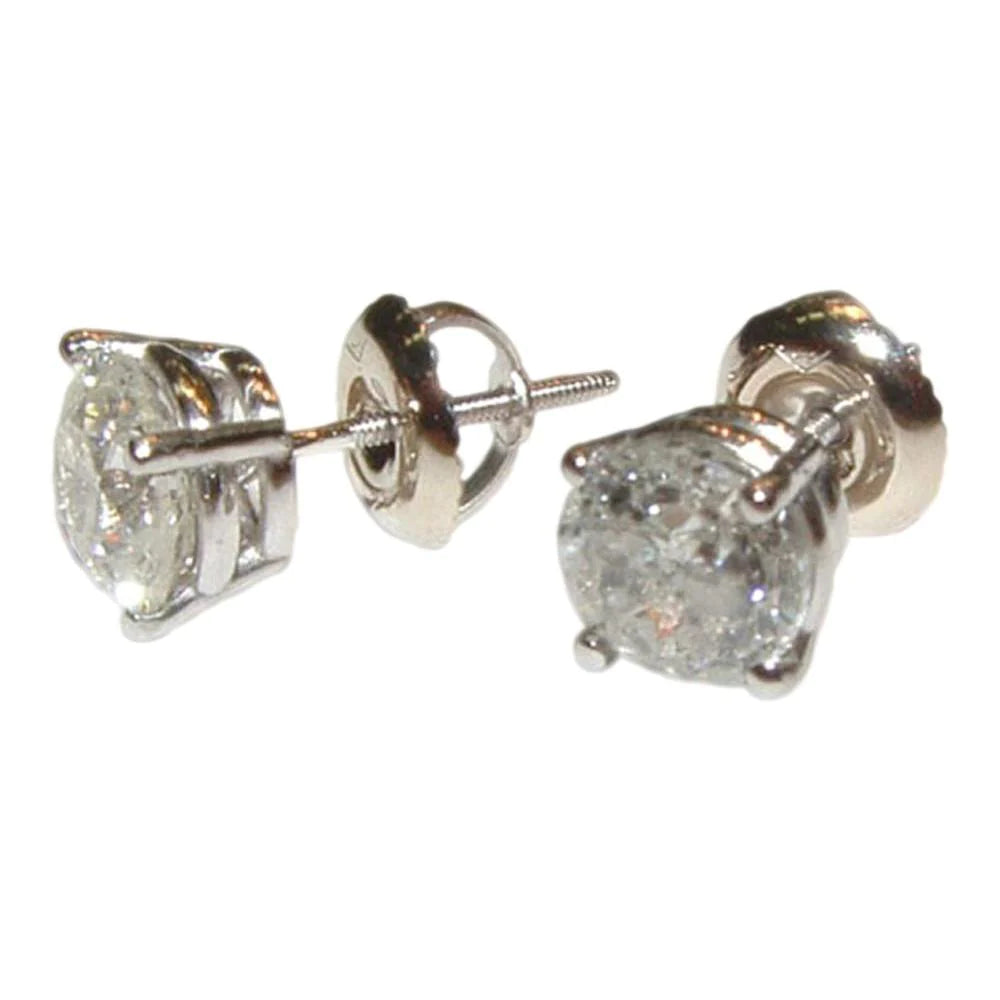 3.01 Carat Round Brilliant Real Diamond Women Stud Earrings