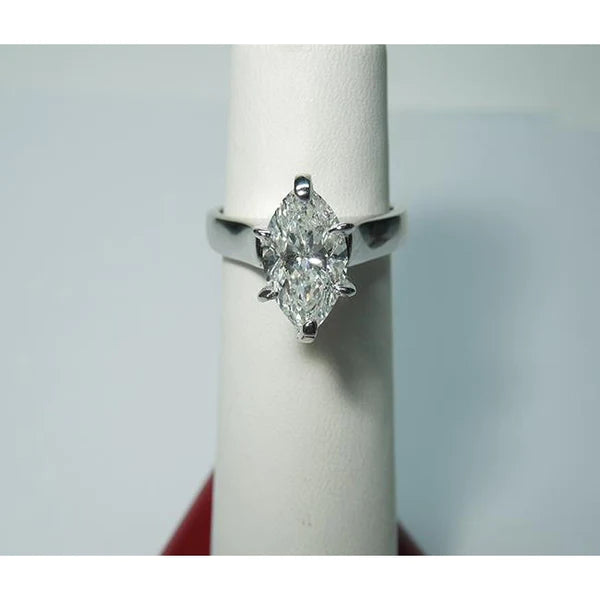 3.01 Carats Marquise Natural Diamond Solitaire Ring Women Jewelry New