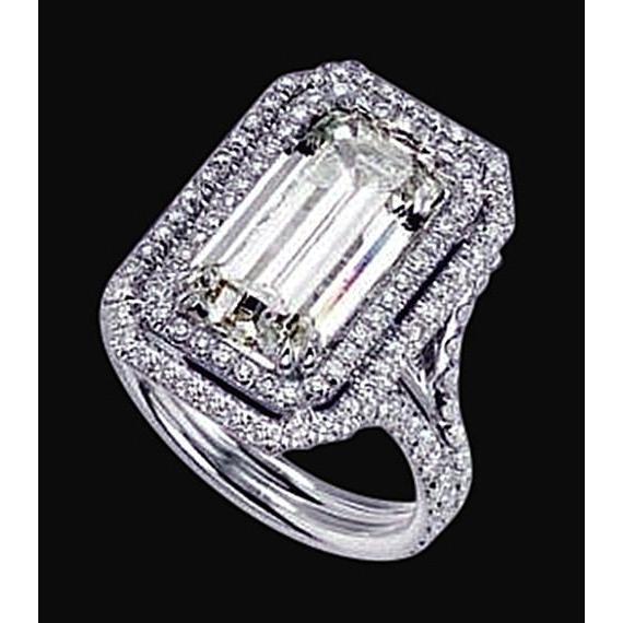 3.01 Ct. Genuine Diamonds Royal Engagement Fancy Ring Halo Emerald Center