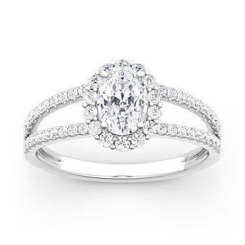 3.10 Carats Genuine Oval Diamond Engagement Ring Split Shank White Gold 14K