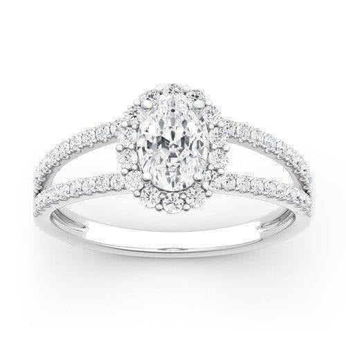 3.10 Carats Genuine Oval Diamond Engagement Ring Split Shank White Gold 14K