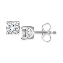 3.10 Carats Gorgeous Round Cut Genuine Diamonds Studs Earring White Gold 14K