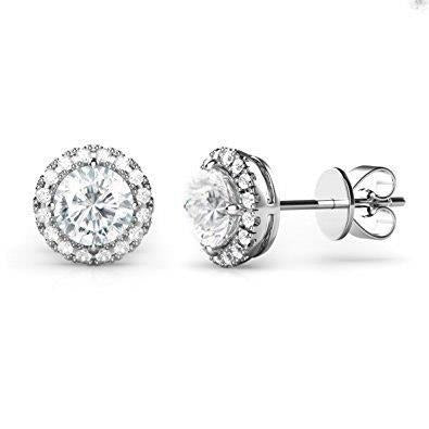 3.10 Carats Real Brilliant Cut Diamonds Women Stud Halo Earrings