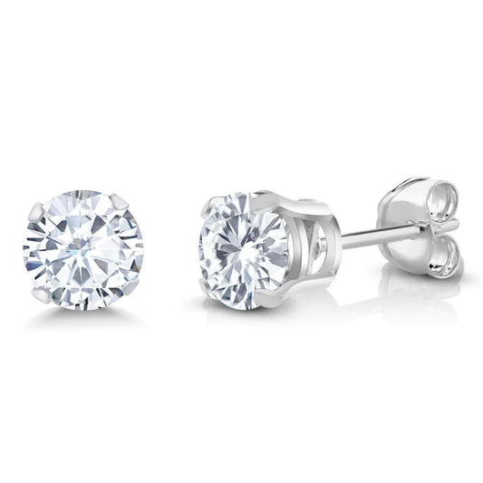 3.10 Carats Round Natural Diamonds Women Studs Earrings White Gold 14K