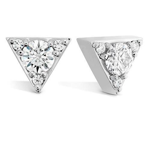 3.10 Ct Round Cut Genuine Diamonds Triangle Shaped Stud Earrings White Gold