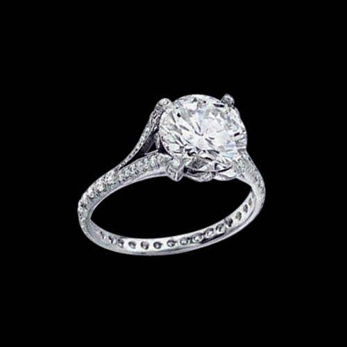 3.11 Carats Real Diamond Royal Engagement Ring Set With Accents White Gold