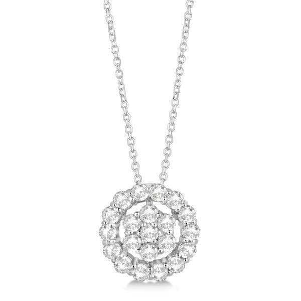 3.15 Ct Round Brilliant Cut Real Diamonds Necklace Pendant White Gold 14K - Pendant-harrychadent.ca