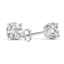 3.20 Carats F Vs1 Round Cut Genuine Diamonds Stud Earrings Gold White 14K