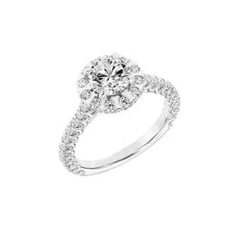 3.20 Carats Sparkling Natural Diamond Wedding Ring Gold White 14K Halo