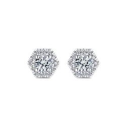 3.20 Ct Round Cut Natural Diamonds Ladies Studs Earring Halo White Gold 14K