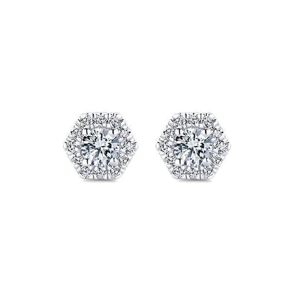 3.20 Ct Round Cut Natural Diamonds Ladies Studs Earring Halo White Gold 14K