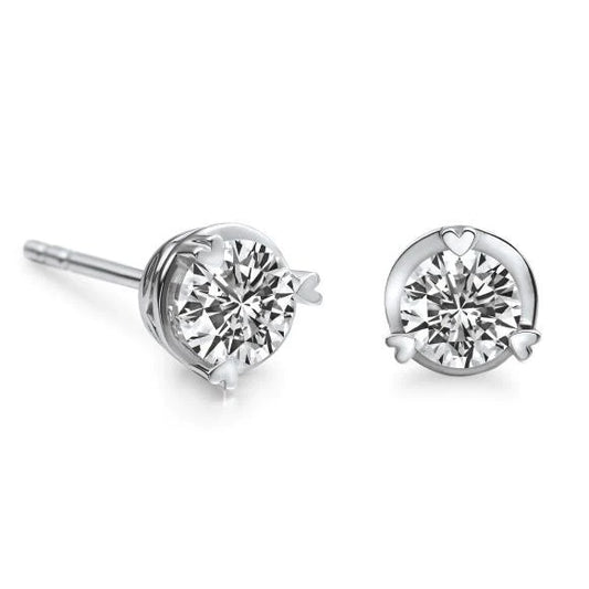 3.20 Ct Round Cut Real Diamond Stud Earrings Gold White