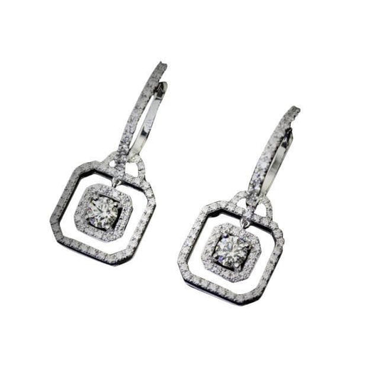 3.25 Carat Genuine Diamonds Earring Dangle Style White Gold Earrings Pair