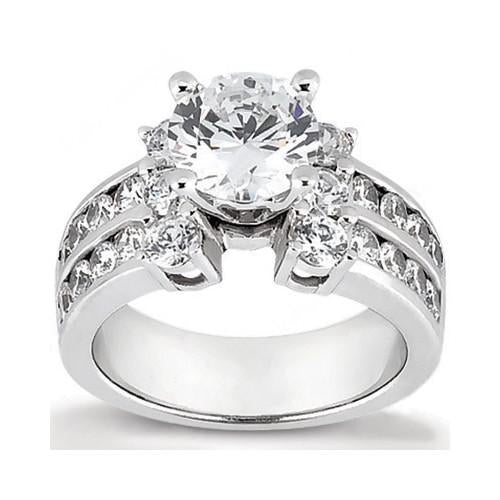 3.25 Carat Real Diamond Engagement Ring Set White Gold