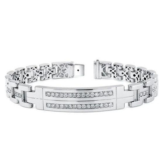 3.25 Carats Brilliant Cut Natural Diamonds Men's Bracelet WG 14K