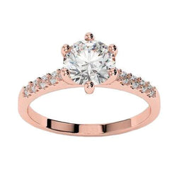 3.25 Carats Sparkling Round Real Natural Earth Mined Diamonds Anniversary Ring Rose Gold 14K