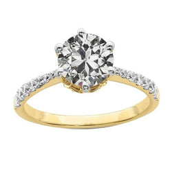 3.25 Carats Wedding Ring Round Old Miner Genuine Diamond Two Tone Jewelry