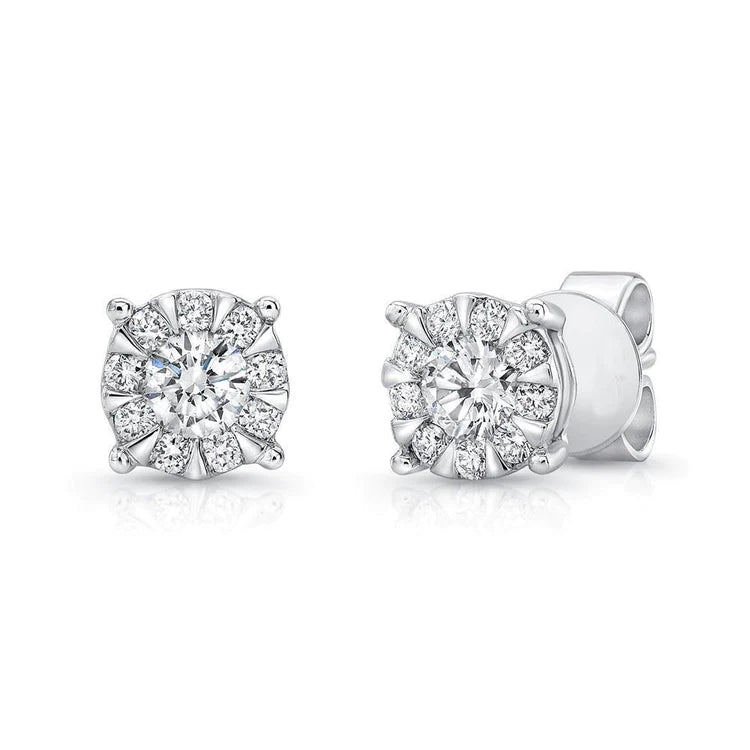 3.25 Ct Natural Diamonds Ladies Studs Halo Earring White Gold 14K