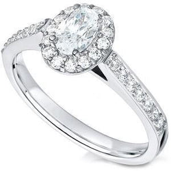 3.25 Ct Oval And Round Cut Genuine Diamonds Engagement Ring White Gold 14K