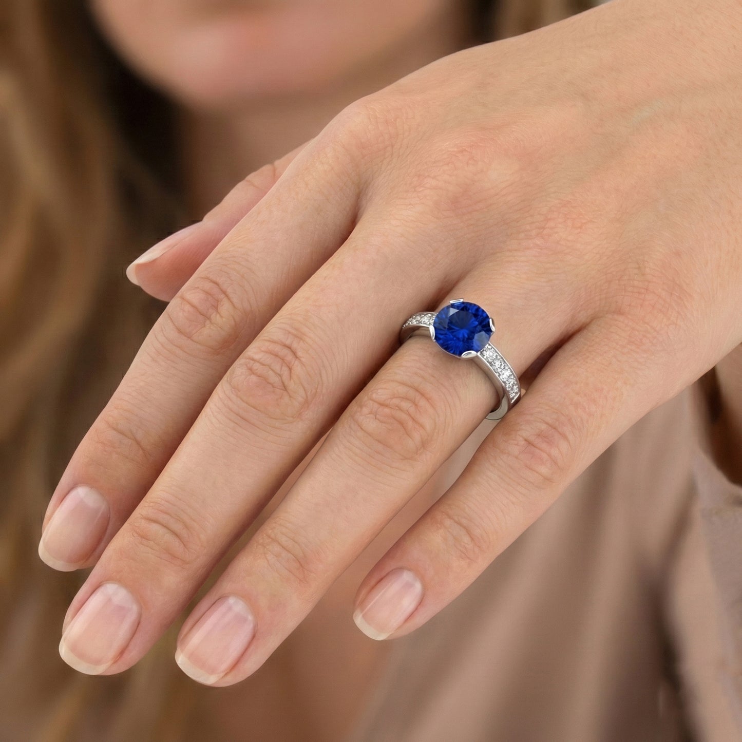 3.25 Ct Round Sri Lanka Sapphire Natural Earth Mined Diamond ( Not Lab Grown ) s Ring Gold 14K