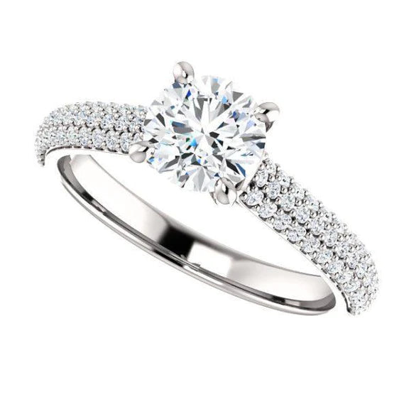 3.25 Solitaire With Accent Real Diamonds Engagement Ring White Gold