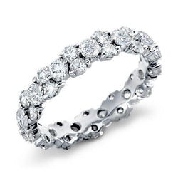 3.25 Carats Round Lab Grown Diamond Wedding Band Jewelry White Gold 14K