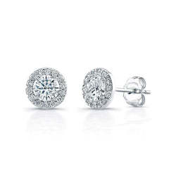 3.28 Carats Natural Diamonds Lady Studs Earrings Halo White Gold 14K