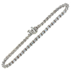 3.30 Carats Brilliant Cut Small Real Diamonds Tennis Bracelet WG 14K