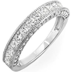 3.30 Carats Princess And Round Genuine Diamond Wedding Band White Gold