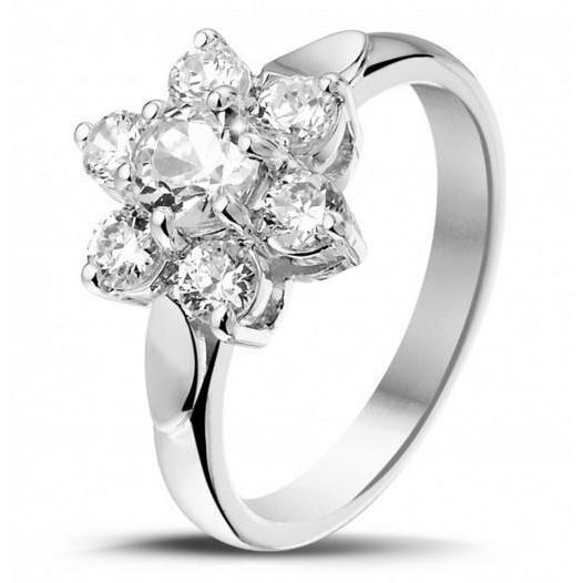 3.30 Carats Sparkling Round Halo Genuine Diamonds Engagement Ring White Gold