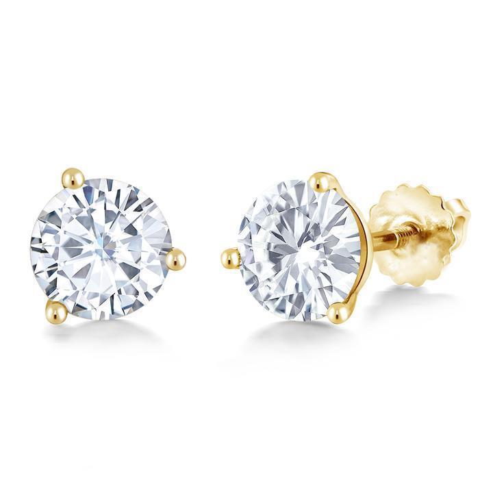 3.30 Ct. Real Diamonds Ladies Studs Earrings Yellow Gold 14K