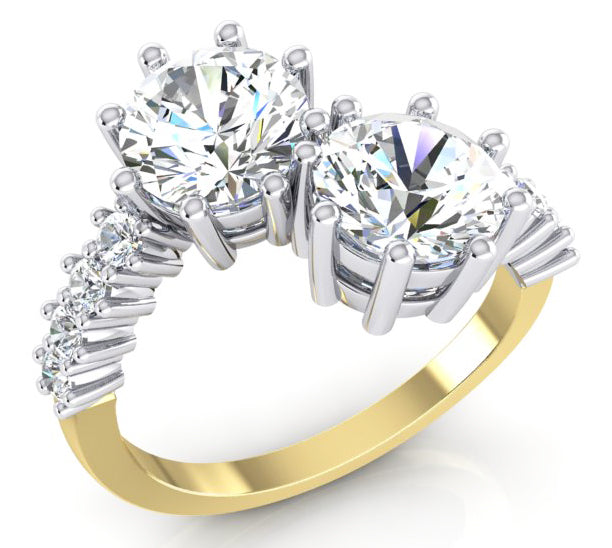 3.30 Ct. Round Cut Two-Stone Diamond Ring in White Gold 14K