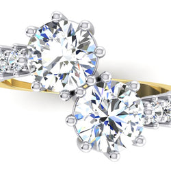 3.30 Ct. Round Cut Two-Stone Diamond Ring in White Gold 14K