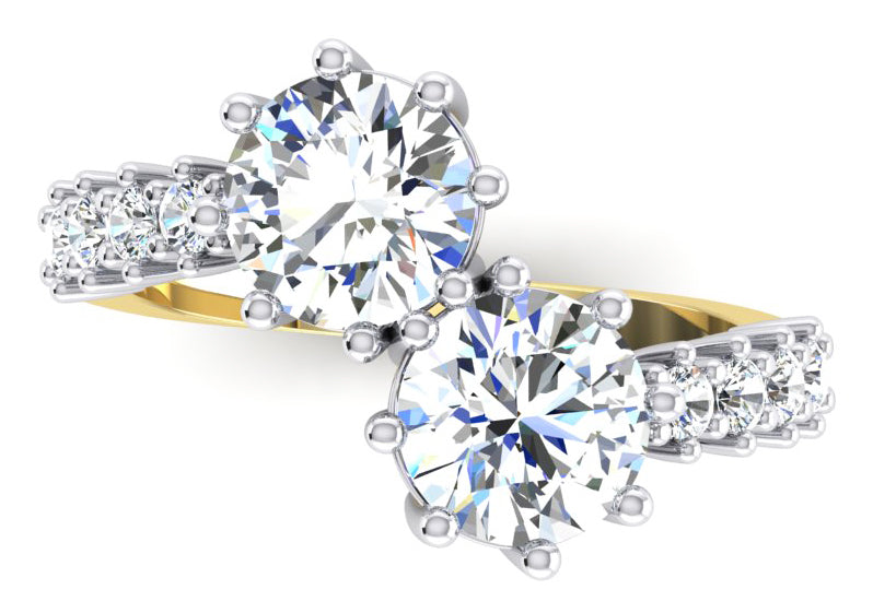3.30 Ct. Round Cut Two-Stone Diamond Ring in White Gold 14K