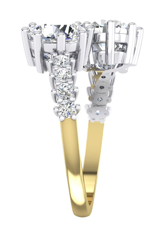 3.30 Ct. Round Cut Two-Stone Diamond Ring in White Gold 14K
