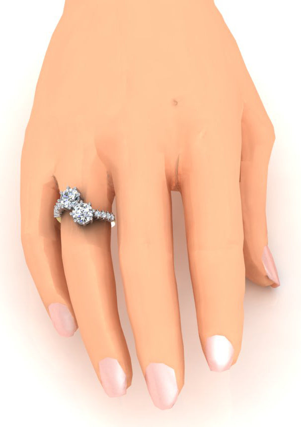 3.30 Ct. Round Cut Two-Stone Diamond Ring in White Gold 14K