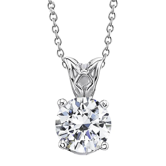 3.30 Ct Big Round Brilliant Cut Real Diamond Pendant Necklace White Gold