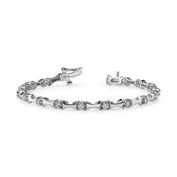 3.40 Carats Round Genuine Diamond Tennis Bracelet Solid White Gold Prong Set