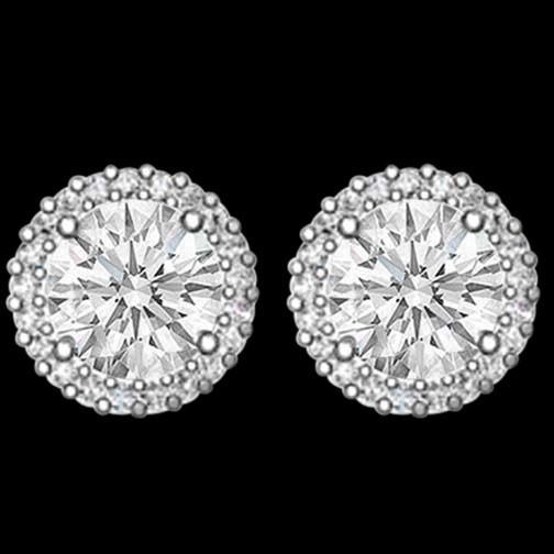3.42 Carat Real Diamond Studs Earrings Diamond Halo Earring Gold White Stud