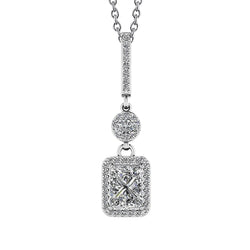 3.44 Ct Real Diamonds White Gold Love Spell Drop Pendant Necklace