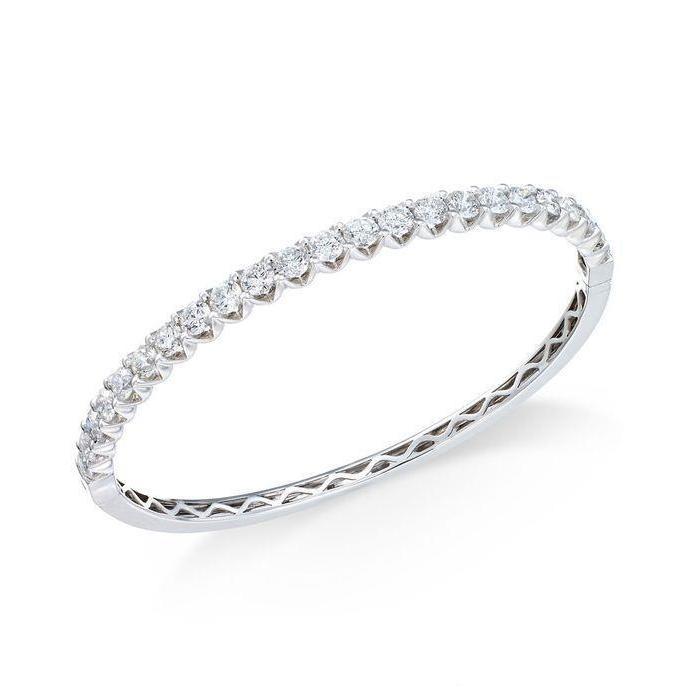 3.45 Carats Gorgeous Round Real Diamond Bangle White Gold