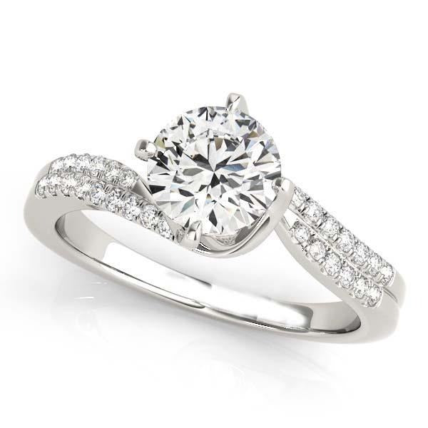 3.45 Carats Round Real Diamond Solitaire Ring With Accent White Gold 14K - Solitaire Ring with Accents-harrychadent.ca