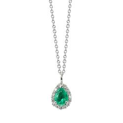 3.45 Cts. Green Emerald And Natural Earth Mined Diamonds Gemstone Pendant Necklace With Chain
