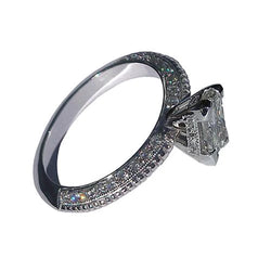 3.50 Carat Princess Real Natural Earth Mined Diamond Engagement Ring Micro Pave