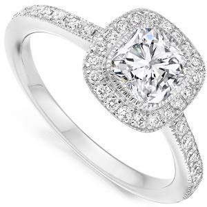 3.50 Carats Cushion Halo Genuine Diamond Wedding Ring