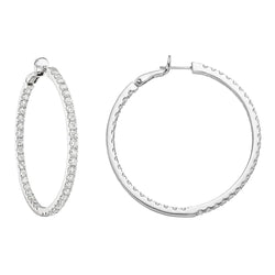 3.50 Carats F Vvs1 Brilliant Cut Natural Earth Mined Diamonds Hoop Earrings Gold White