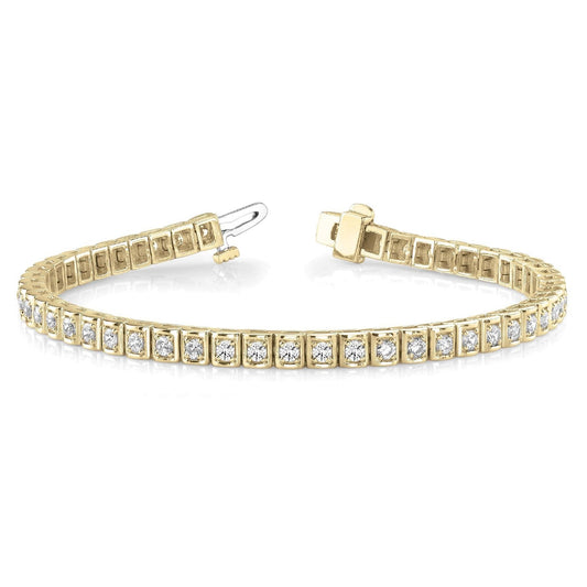 3.50 Carats Genuine Round Diamond Tennis Bracelet Yellow Gold 14K